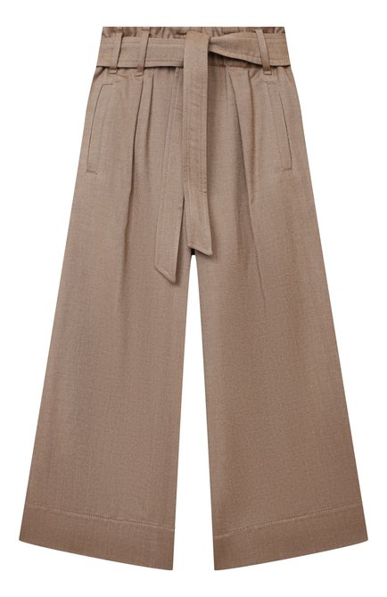 Детские брюки BRUNELLO CUCINELLI коричневого цвета, арт. BB027P025A | Фото 1 (Материал внешний: Хлопок, Лиоцелл, Растительное волокно; Девочки Кросс-КТ: Брюки-одежда; Ростовка одежда: 4 года | 104 см)