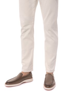 Мужские кожаные лоферы SANTONI серого цвета, арт. MGDG17824BARSSDSM45 | Фото 3 (Материал внутренний: Натуральная кожа; Материал сплава: Проставлено; Нос: Не проставлено; Стили: Кэжуэл)