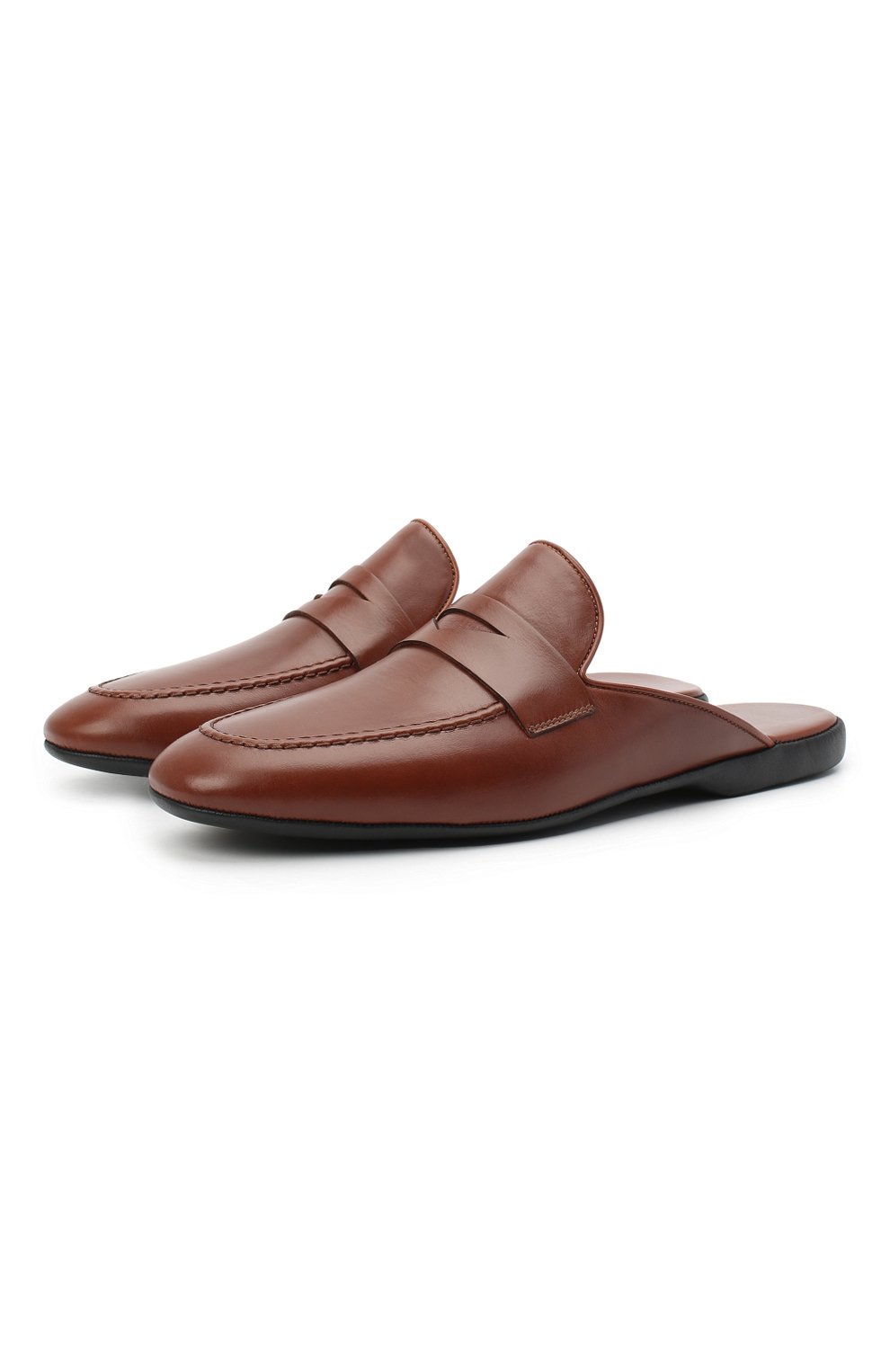 Мужского кожаные домашние туфли FARFALLA коричневого цвета, арт. G13 | Фото 1 (Материал внутренний: Натуральная кожа; Мужское Кросс-КТ: тапочки-обувь)