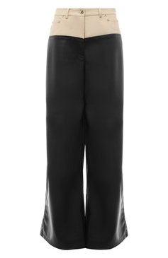 Женские брюки из экокожи ROKH темно-синего цвета, арт. R1CA84 | Фото 1 (Силуэт Ж (брюки и джинсы): Широкие; Длина (брюки, джинсы): Стандартные; Женское Кросс-КТ: Брюки-одежда; Материал внешний: Синтетический материал; Стили: Гранж; Материал сплава: Проставлено; Кросс-КТ: экокожа; Драгоценные камни: Проставлено)
