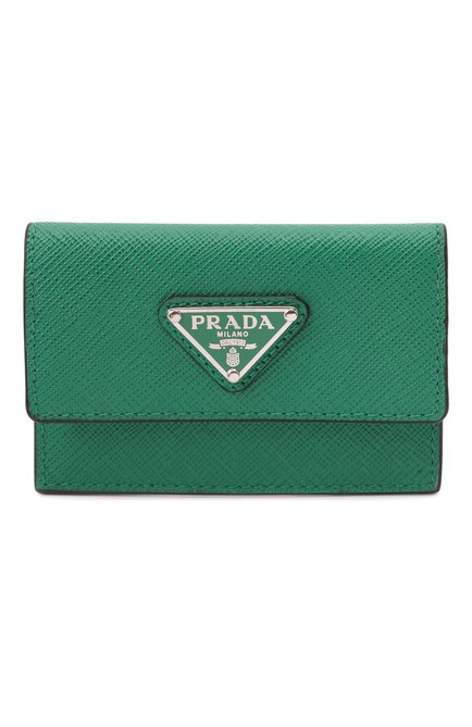 Мужской кожаный футляр для кредитных карт PRADA зеленого цвета, арт. 2MF028-QHH-F0458 | Фото 1 (Материал: Натуральная кожа)