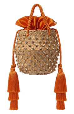 Женская сумка carol small LE NINE оранжевого цвета, арт. CRS2-00030-228/30/C0TT0N/SATIN | Фото 6 (Сумки-технические: Сумки top-handle; Материал: Растительное волокно; Ремень/цепочка: На ремешке; Размер: small)