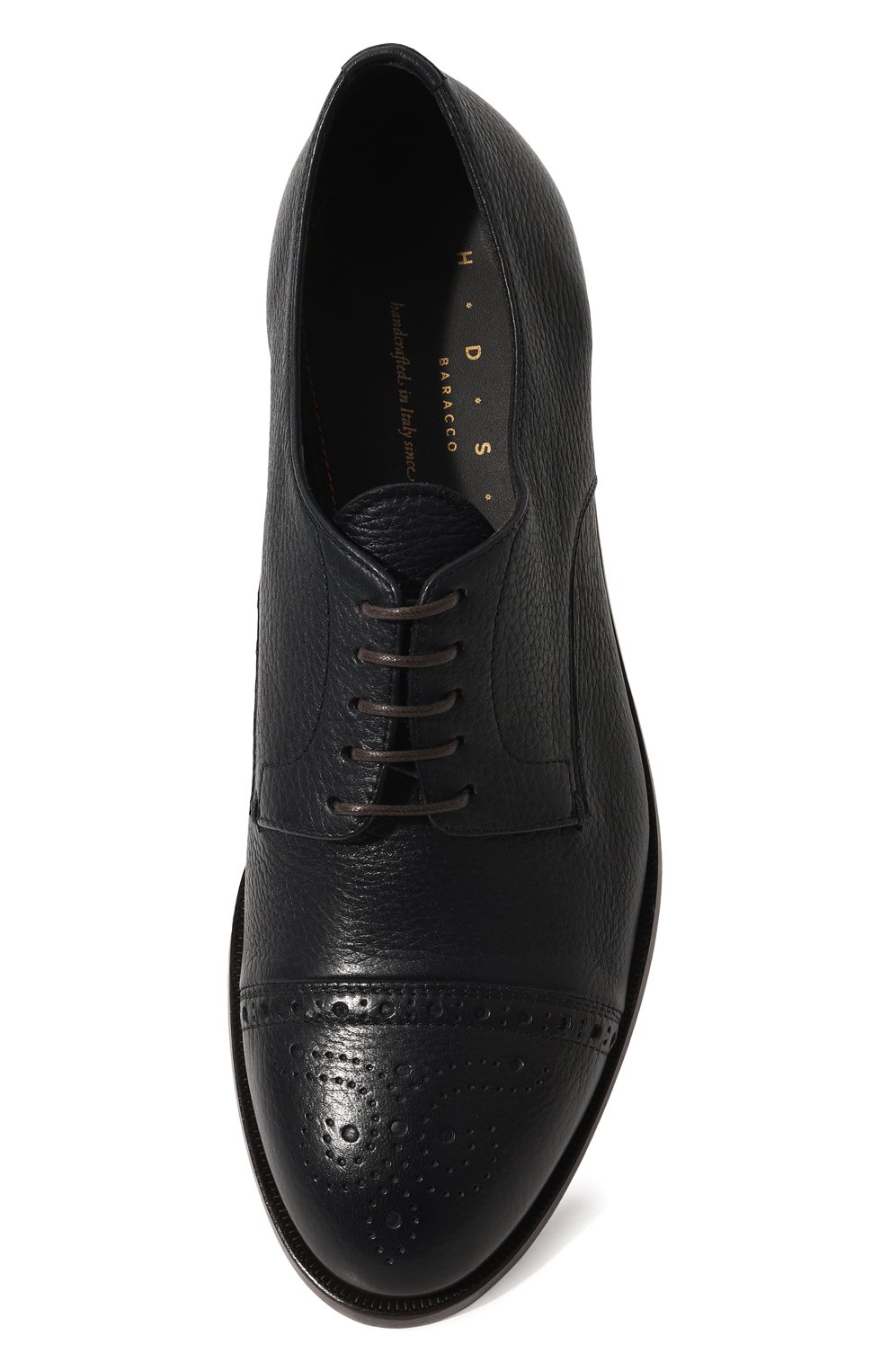 Мужские кожаные дерби H`D`S`N BARACCO темно-синего цвета, арт. 71201.C.5* | Фото 6 (Мужское Кросс-КТ: Броги-обувь; Материал внутренний: Натуральная кожа; Стили: Классический)
