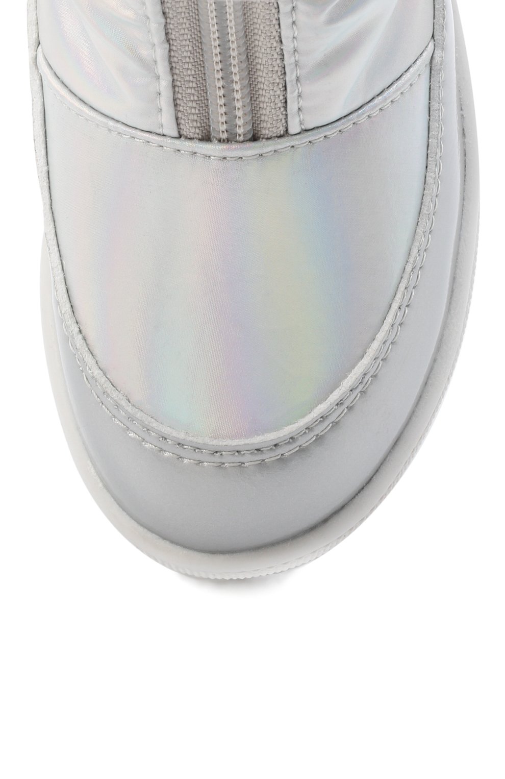 Детские утепленные ботинки JOG DOG серебряного цвета, арт. 13003R/ZAFFIR0 H0L0GRAM/23-28 | Фото 4 (Материал внешний: Текстиль; Материал утеплителя: Натуральный мех, Шерсть)