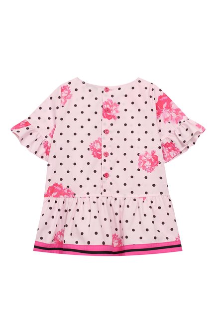 Детское хлопковая блузка ALETTA розового цвета, арт. C99853/3A-8A | Фото 2 (Рукава: Короткие; Статус проверки: Проверена категория; Материал внешний: Хлопок; Ростовка одежда: 8 лет | 128 см)