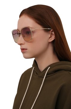 Женские солнцезащитные очки CHLOÉ розового цвета, арт. CH0077SK 003 | Фото 2 (Тип очков: С/з; Очки форма: Квадратные; Оптика Гендер: оптика-женское)