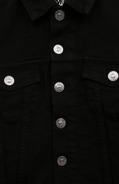 Детская джинсовая куртка MM6 черного цвета, арт. M60374-MM016 | Фото 3 (Рукава: Длинные; Материал сплава: Проставлено; Материал внешний: Хлопок; Драгоценные камни: Проставлено)