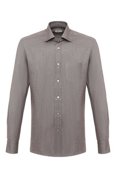 Мужская хлопковая рубашка KITON коричневого цвета, арт. UMCNERCH0749108 | Фото 1 (Манжеты: На пуговицах; Рукава: Длинные; Воротник: Акула; Случай: Повседневный; Длина (для топов): Стандартные; Рубашки М: Slim Fit; Региональные ограничения белый список (Axapta Mercury): RU; Материал внешний: Хлопок; Стили: Классический; Принт: Однотонные; Мужское Кросс-КТ: Рубашка-одежда)