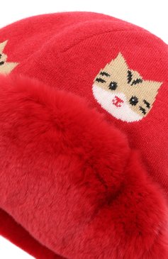 Детского шапка-ушанка CHOBI красного цвета, арт. WH-3020 | Фото 3 (Материал: Текстиль, Шерсть, Вискоза)