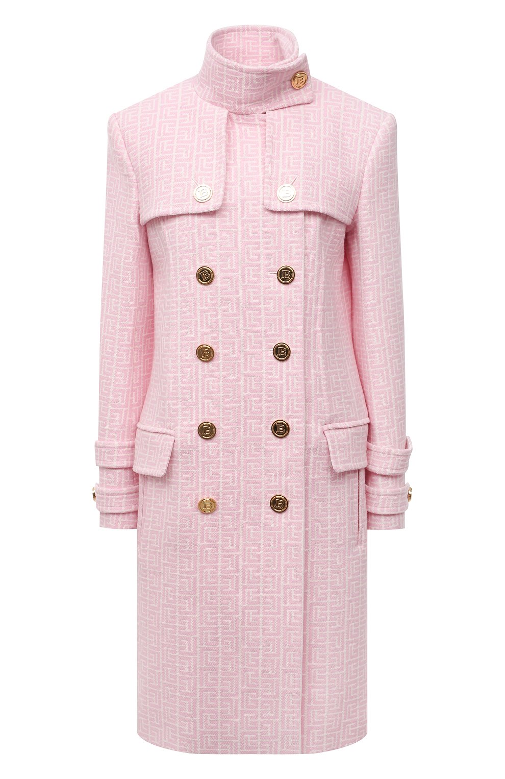 Женское шерстяное пальто BALMAIN светло-розового цвета, арт. WF1UC000/W134 | Фото 1 (Материал внешний: Шерсть; Рукава: Длинные; Длина (верхняя одежда): До колена; Материал подклада: Вискоза; Стили: Романтичный; 1-2-бортные: Двубортные)
