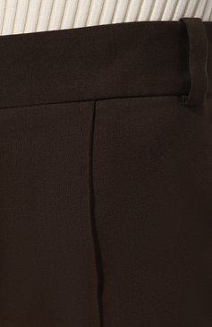 Женские шерстяные брюки AERON темно-коричневого цвета, арт. PA217 | Фото 5 (Материал внешний: Шерсть; Длина (брюки, джинсы): Стандартные; Женское Кросс-КТ: Брюки-одежда; Силуэт Ж (брюки и джинсы): Прямые; Материал сплава: Проставлено; Драгоценные камни: Проставлено; Материал подклада: Вискоза; Стили: Кэжуэл)