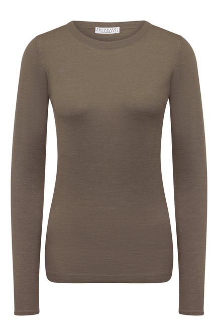 Женский пуловер из кашемира и шелка BRUNELLO CUCINELLI хаки цвета по цене 93450 руб., арт. M13800000 | Фото 1