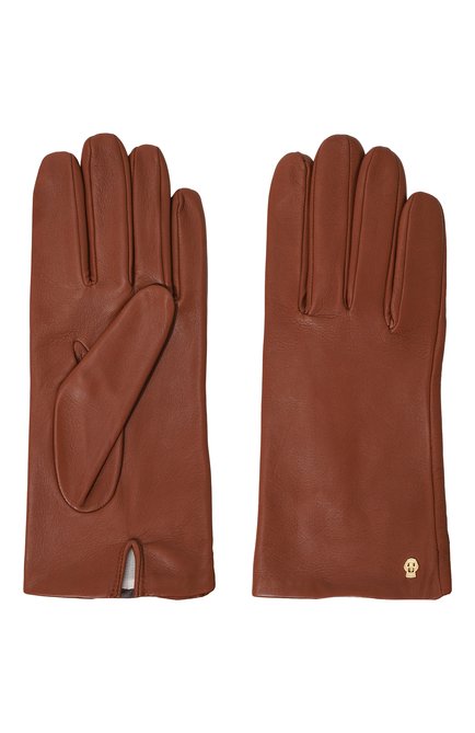 Женские кожаные перчатки ROECKL светло-коричневого цвета, арт. 11011-304 | Фото 2 (Материал: Натуральная кожа; Материал сплава: Проставлено; Нос: Не проставлено)