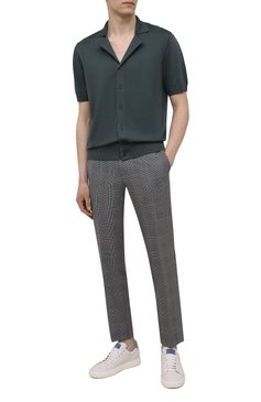 Мужские шерстяные брюки BOSS серого цвета, арт. 50453909 | Фото 2 (Материал внешний: Шерсть; Длина (брюки, джинсы): Стандартные; Случай: Повседневный; Стили: Кэжуэл)
