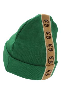 Детского хлопковая шапка GUCCI зеленого цвета, арт. 603805/4K020 | Фото 2 (Материал: Текстиль, Хлопок)