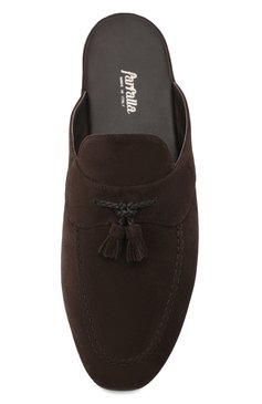 Мужского замшевые домашние туфли FARFALLA темно-коричневого цвета, арт. G2NT | Фото 5 (Материал внутренний: Натуральная кожа; Материал внешний: Замша; Мужское Кросс-КТ: тапочки-обувь)