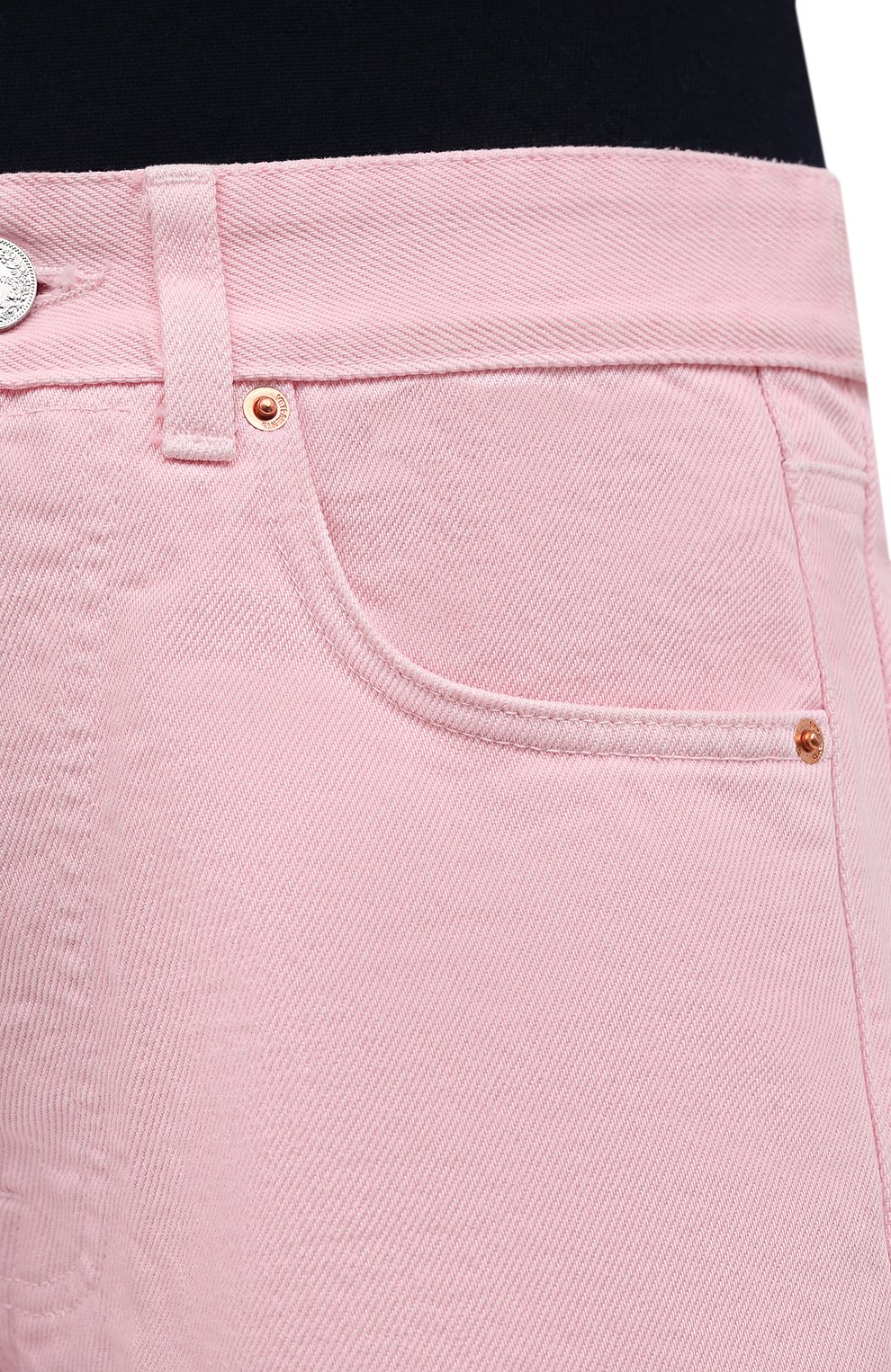 Женские джинсовые шорты VETEMENTS розового цвета, арт. UE52PA440P 2804/W | Фото 5 (Женское Кросс-КТ: Шорты-одежда; Кросс-КТ: Деним; Стили: Гранж; Материал внешний: Хлопок; Длина Ж (юбки, платья, шорты): Миди)