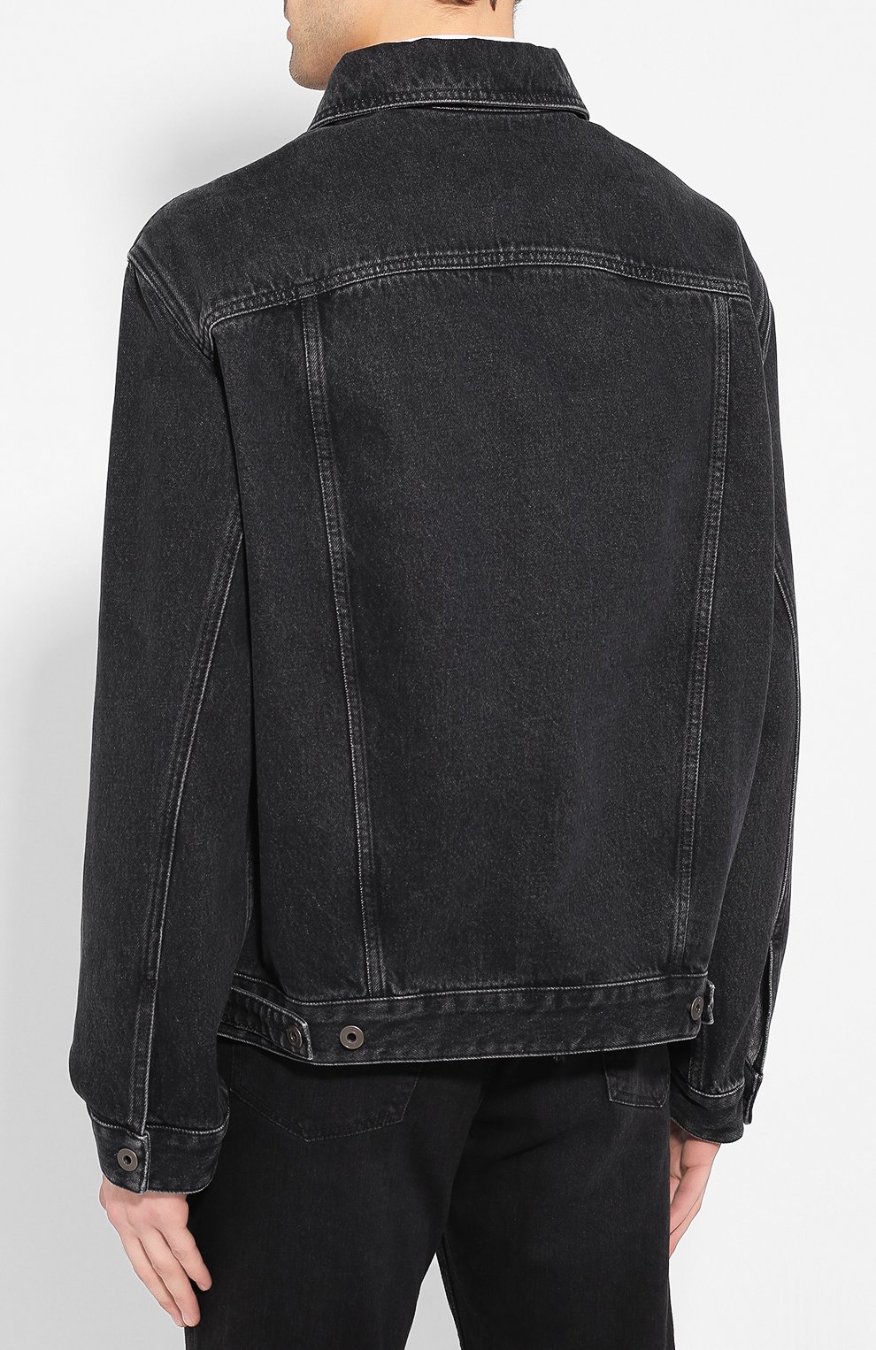 Мужская джинсовая куртка VALENTINO черно-белого цвета, арт. TV3DC00K606 | Фото 4 (Кросс-КТ: Куртка, Деним; Рукава: Длинные; Материал внешний: Хлопок, Деним; Мужское Кросс-КТ: Верхняя од�ежда; Длина (верхняя одежда): Короткие)
