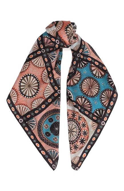 Женский шелковый платок византийский орнамент GOURJI разноцветного цвета, арт. T21VISPK7R/1 | Фото 1 (Материал: Текстиль, Шелк)