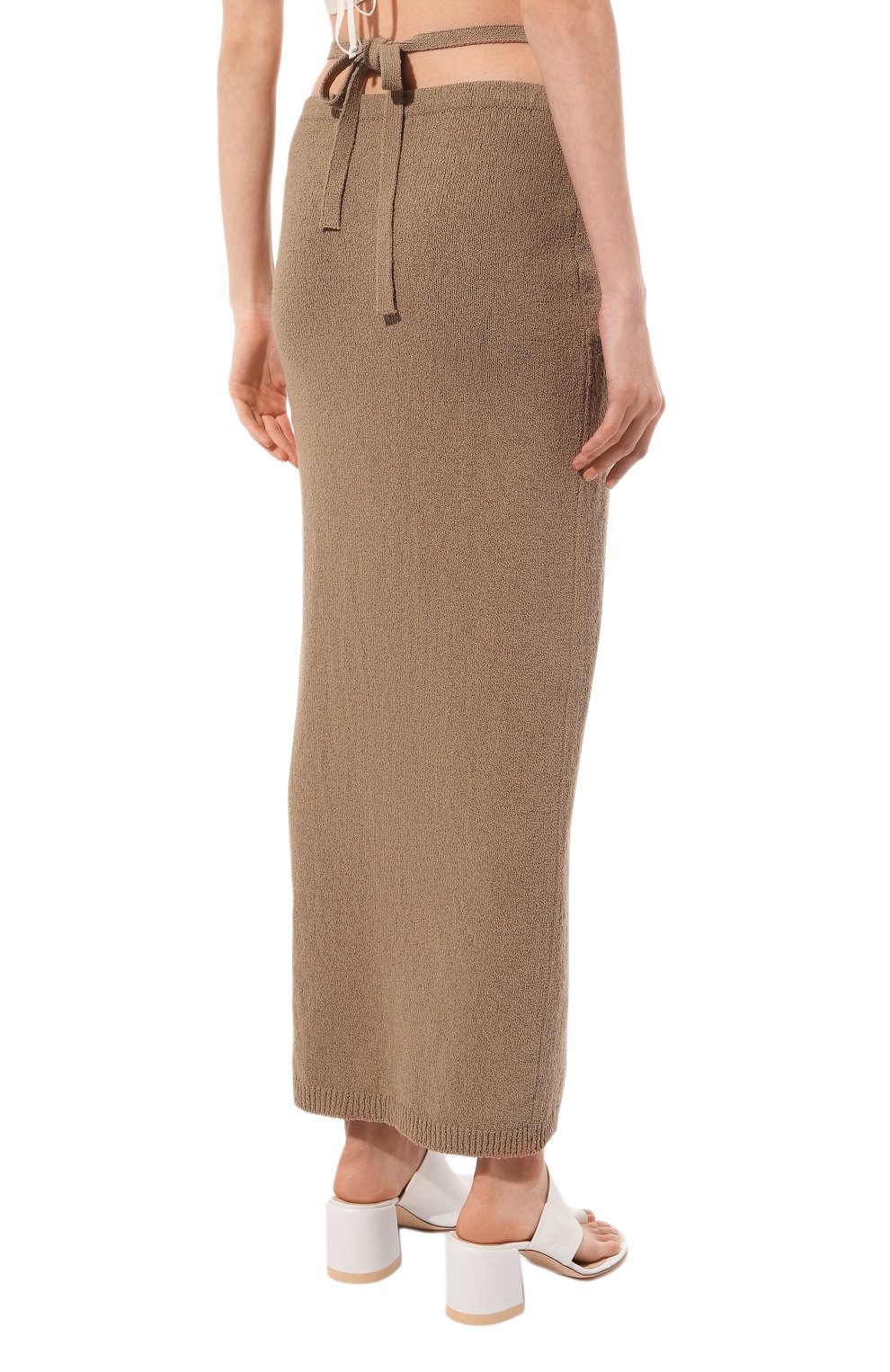 Женская хлопковая юбка ERIKA CAVALLINI темно-бежевого цвета, арт. S3/P/P3SC05 | Фото 4 (Женское Кросс-КТ: Юбка-одежда; Материал сплава: Проставлено; Материал внешний: Хлопок; Длина Ж (юбки, платья, шорты): Макси; Драгоценные камни: Проставлено; Стили: Романтичный)
