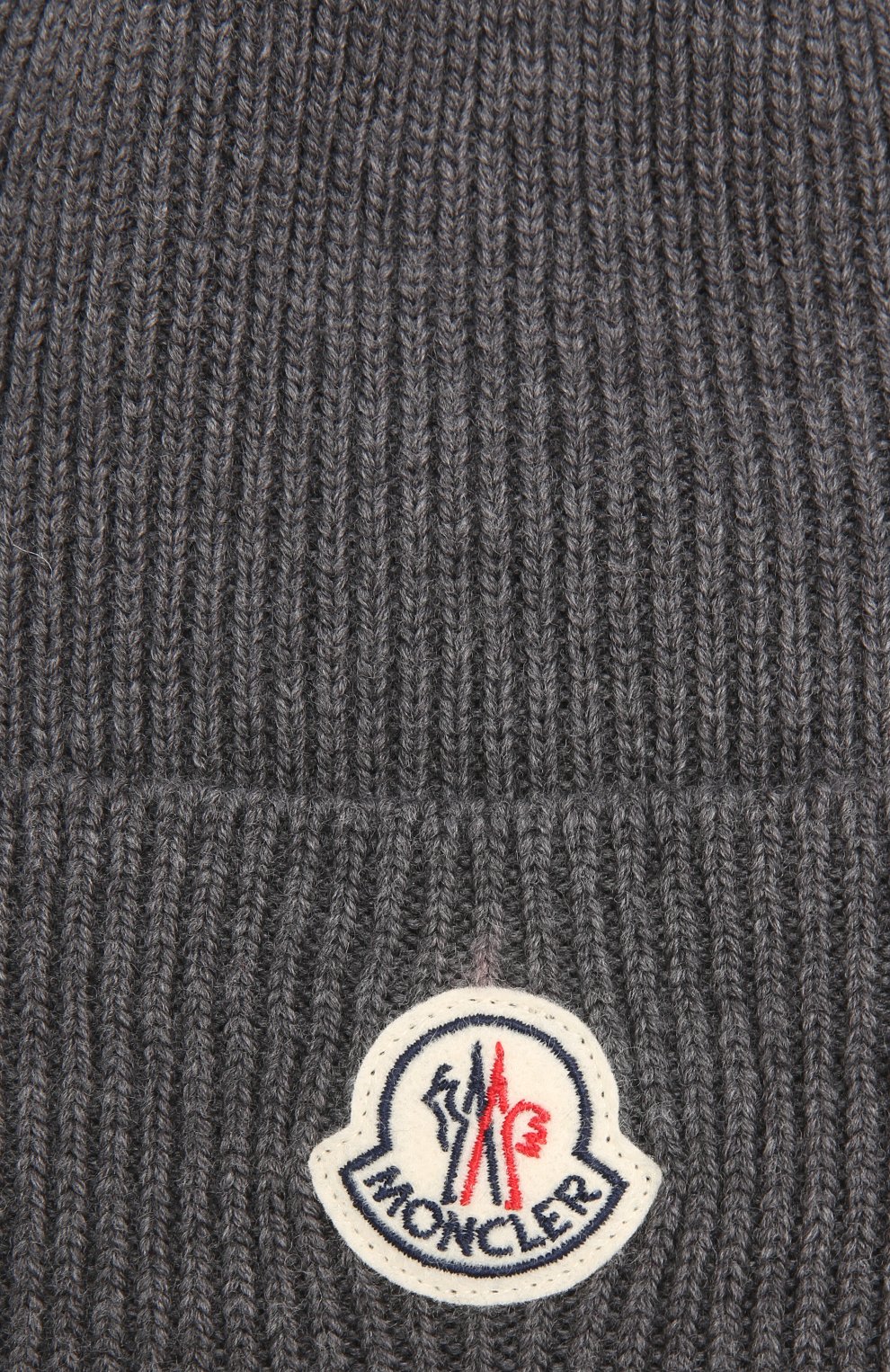Мужская шерстяная вязаная шапка с логотипом бренда MONCLER серого цвета, арт. C2-091-00217-00-04957 | Фото 3 (Материал: Текстиль, Шерсть; Кросс-КТ: Трикотаж)