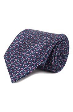 Мужской шелковый галстук ZILLI темно-синего цвета, арт. 50280/TIES | Фото 1 (Принт: С принтом; Материал: Текстиль, Шелк; Статус проверки: Проверена категория)