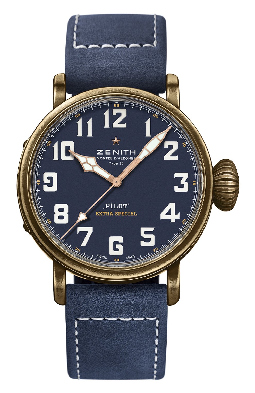 Мужские часы pilot type 20 extra special bronze blue ZENITH бесцветного цвета, арт. 29.2430.679/57.C808 | Фото 1 (Материал корпуса: Другое; Механизм: Автомат; Цвет циферблата: Синий)