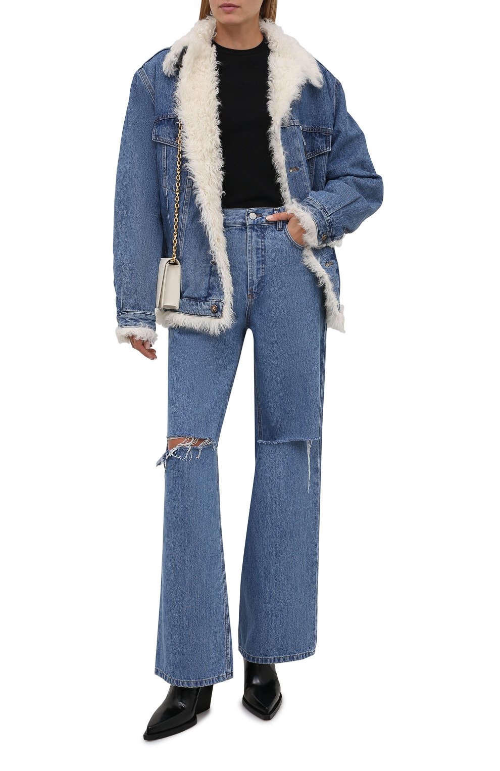 Женская голубая джинсовая куртка с подкладкой из овчины FORTE DEI MARMICOUTURE купить в интернет-магазине ЦУМ, арт. 21WF1396