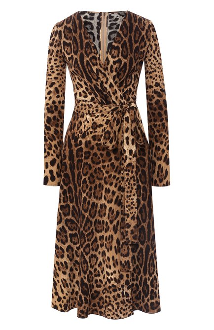 Женское платье с принтом DOLCE & GABBANA леопардового цвета по цене 218000 руб., арт. F69F3T/FSRKI | Фото 1