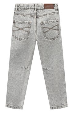 Детские джинсы BRUNELLO CUCINELLI светло-серого цвета, арт. BA095D300A | Фото 2 (Детали: Однотонный; Материал внешний: Хлопок)