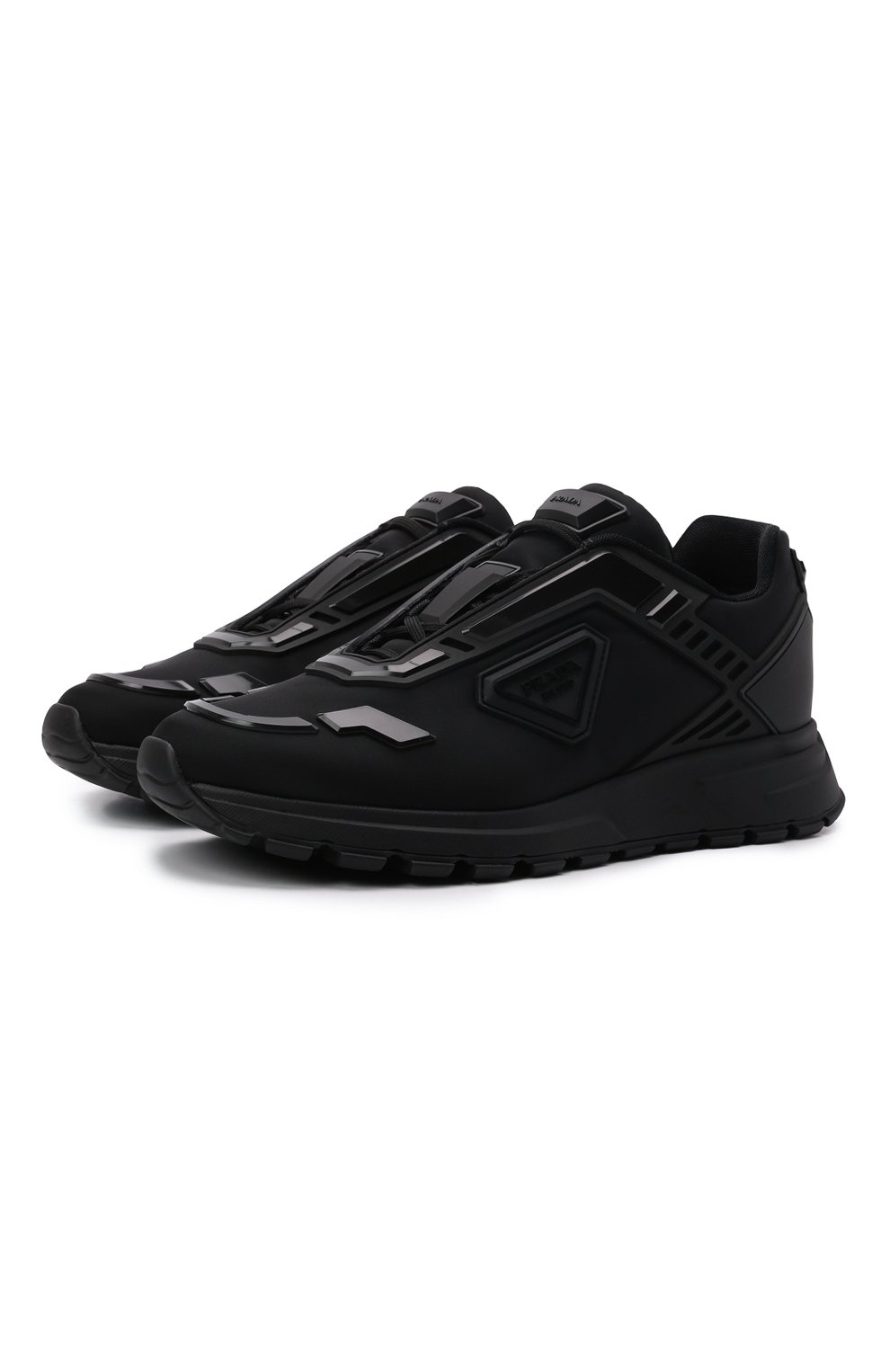 Мужские кроссовки PRADA черного цвета, арт. 4E3567-3LFV-F0002-G000 | Фото 1 (Материал внешний: Текстиль; Стили: Классический; Материал утеплителя: Без утеплителя)