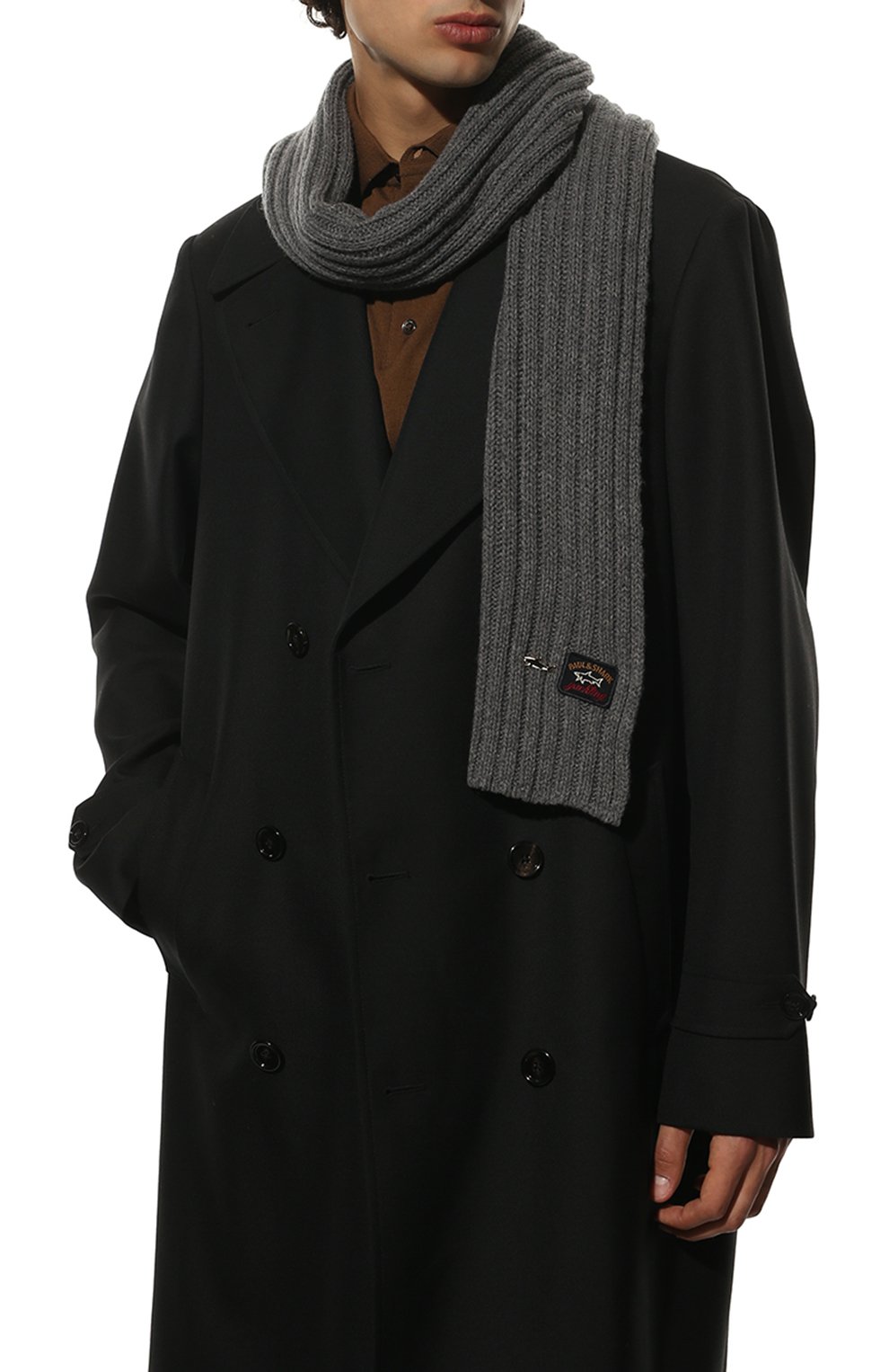 Мужской шерстяной шарф PAUL&SHARK серого цвета, арт. 12317044/FLV | �Фото 2 (Материал: Текстиль, Шерсть; Мужское Кросс-КТ: Шарфы - шарфы; Кросс-КТ: шерсть)