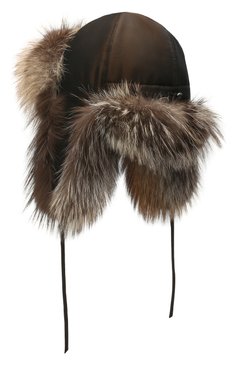 Мужская шапка-ушанка с отделкой из меха лисы FURLAND коричневого цвета, арт. 0001109610004600000 | Фото 2 (Материал: Натуральный мех)