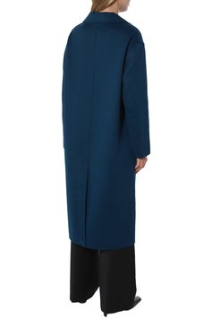Женское шерстяное пальто MAX&MOI синего цвета, арт. H23MAB0 | Фото 4 (Материал внешний: Шерсть; Рукава: Длинные; Материал сплава: Проставлено; Длина (верхняя одежда): Длинные; Драгоценные камни: Проставлено; 1-2-бортные: Двубортные; Стили: Кэжуэл)