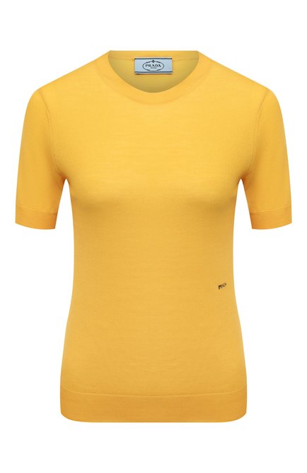Женский шерстяной пуловер PRADA желтого цвета по цене 90000 руб., арт. P24G1E-1S9C-F065Y-211 | Фото 1