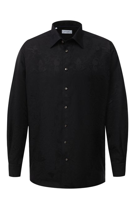 Мужская хлопковая сорочка ETON черного цвета по цене 23700 руб., арт. 1000 01486 | Фото 1