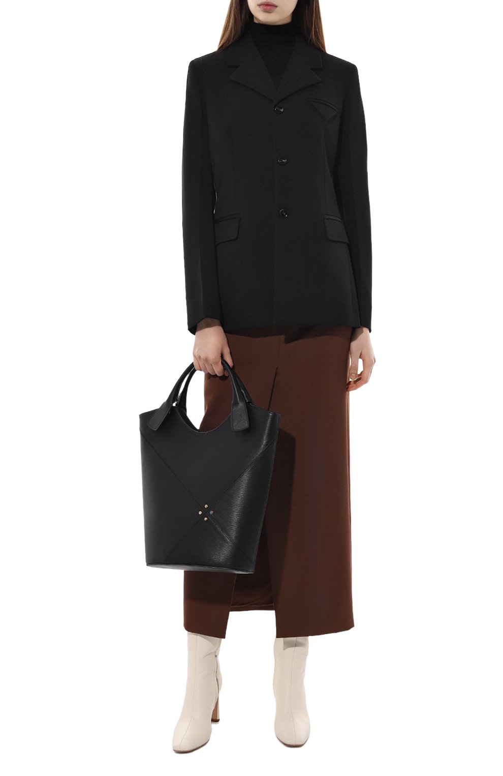 Женский сумка-тоут quarter large BORBONESE черного цвета, арт. 933670 | Фото 7 (Сумки-технические: Сумки-шопперы; Материал: Натуральная кожа; Размер: large)