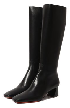 Женские кожаные сапоги SANTONI черного цвета, арт. WSMN70262HI2BSV2P15 | Фото 1 (Высота голенища: Средние; Каблук высота: Низкий; Материал внутренний: Натуральная кожа; Каблук тип: Устойчивый; Материал утеплителя: Без утеплителя; Подошва: Плоская)