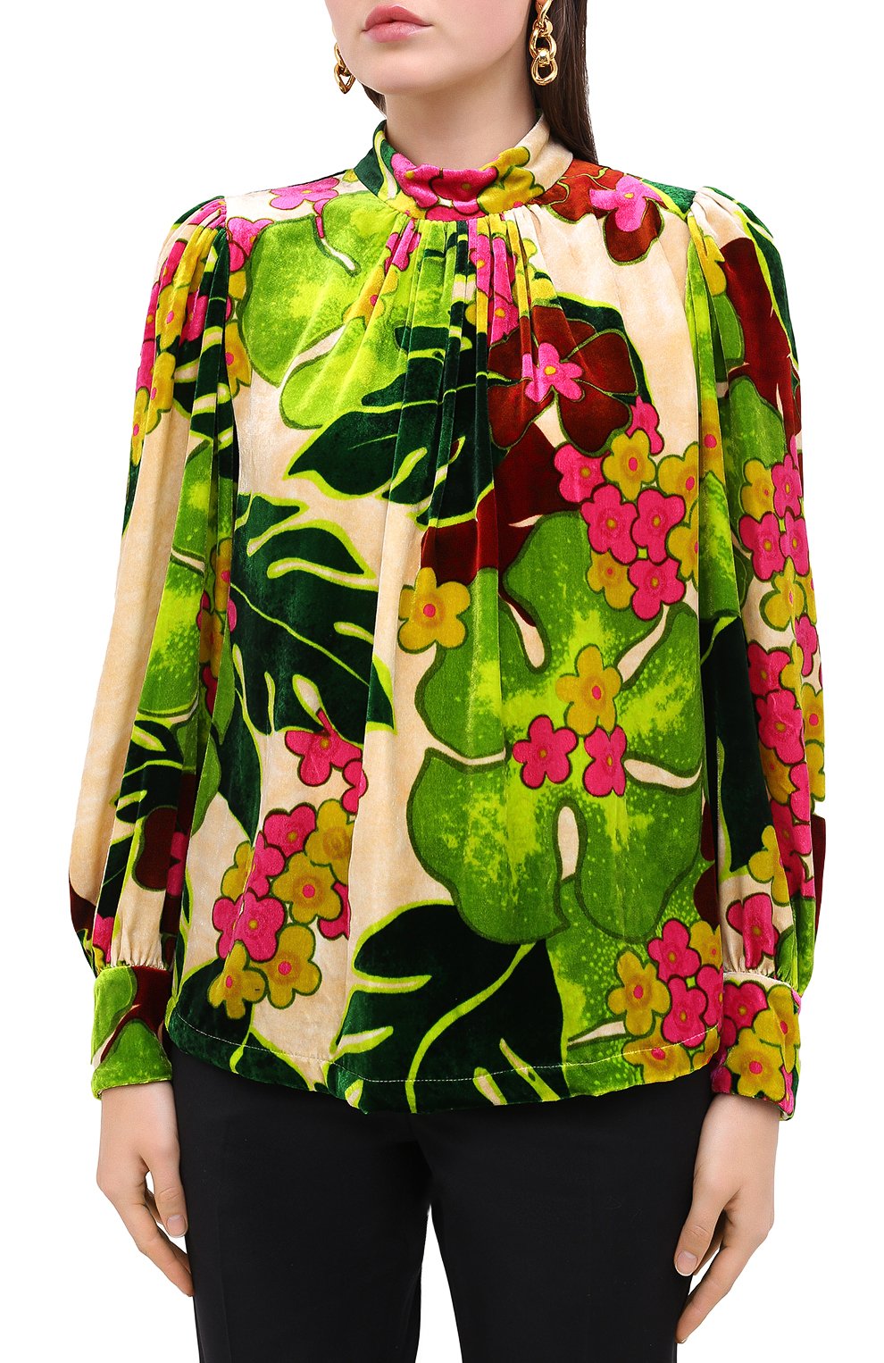 Женская блузка из вискозы и шелка DRIES VAN NOTEN разноцветного цвета, арт. 202-30790-1009 | Фото 4 (Рукава: Длинные; Длина (для топов): Стандартные; Принт: С принтом; Материал внешний: Вискоза; Женское Кросс-КТ: Блуза-одежда)