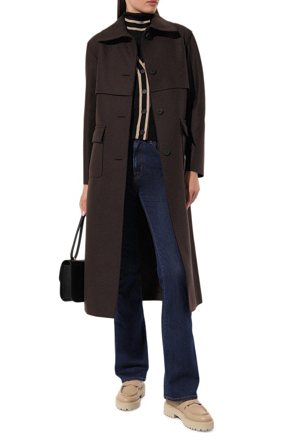 Женское шерстяное пальто HARRIS WHARF LONDON коричневого цвета, арт. A1551MLK-Y | Фото 2 (Материал внешний: Шерсть; Рукава: Длинные; Материал сплава: Проставлен о; Стили: Классический; Материал подклада: Синтетический материал; Длина (верхняя одежда): Длинные; 1-2-бортные: Однобортные; Драгоценные камни: Проставлено)