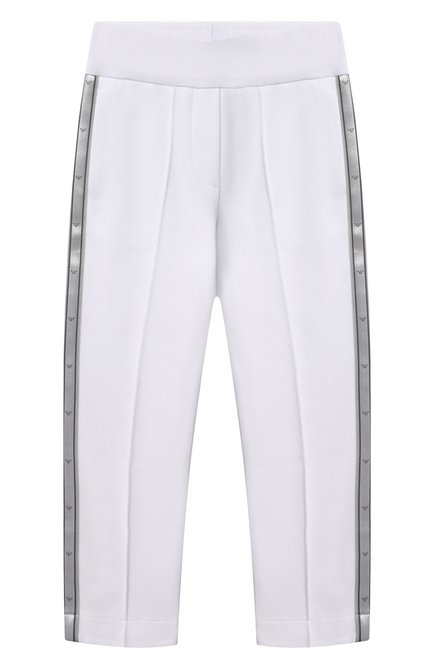 Детские хлопковые брюки EMPORIO ARMANI белого цвета по цене 18250 руб., арт. 3L3P04/3J49Z | Фото 1