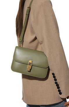Женская сумка carre SAINT LAURENT оливкового цвета, арт. 633214/1YF0W | Фото 2 (Сумки-технические: Сумки через плечо; Материал: Натуральная кожа; Размер: small)