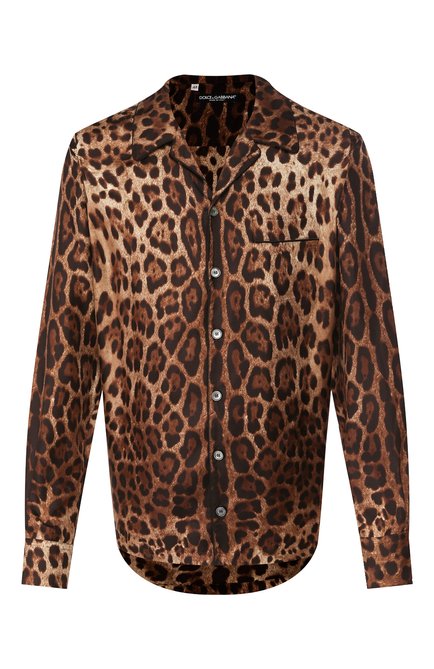 Мужская шелкова сорочка DOLCE & GABBANA коричневого цвета по цене 163000 руб., арт. G5GY4T/IS1B7 | Фото 1