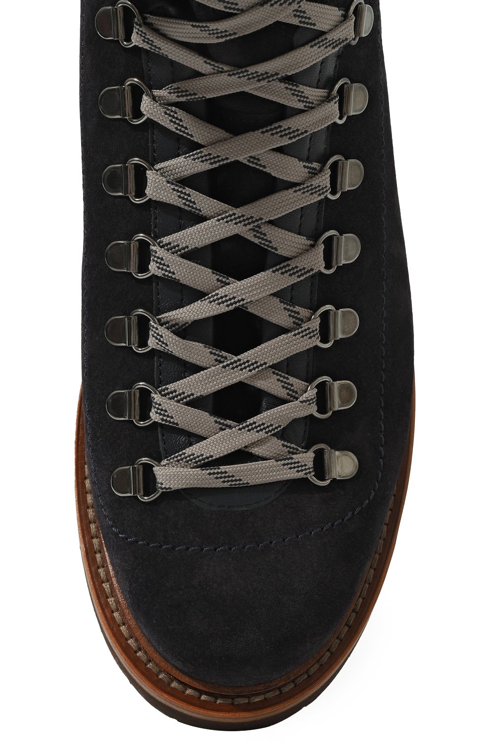 Мужские замшевые ботинки mountain BRUNELLO CUCINELLI темно-синего цвета, арт. MZUPEB2208 | Фото 6 (Мужское Кросс-КТ: Хайкеры-обувь, Ботинки-обувь; Материал внутренний: Натуральная кожа; Материал сплава: Проставлено; Подошва: Плоская; Драгоценные камни: Проставлено)