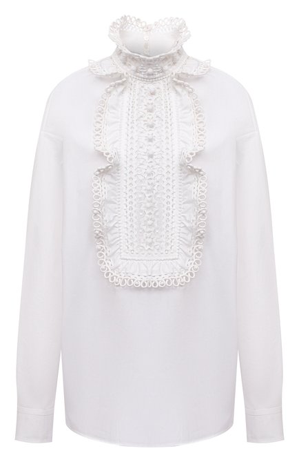 Женская хлопковая блузка VALENTINO белого цвета по цене 299500 руб., арт. WB0AE6G05A6 | Фото 1