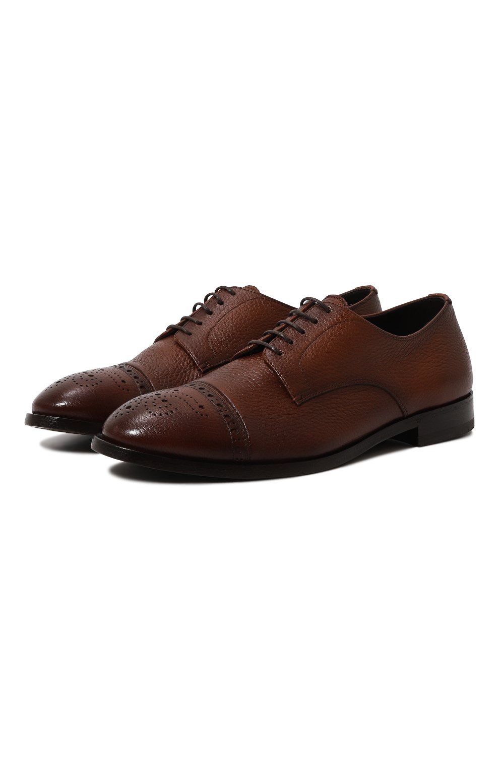 Мужские кожаные дерби H`D`S`N BARACCO коричневого цвета, арт. 71201.C.4* | Фото 1 (Мужское Кросс-КТ: Броги-обувь; Материал внутренний: Натуральная кожа; Стили: Классический)