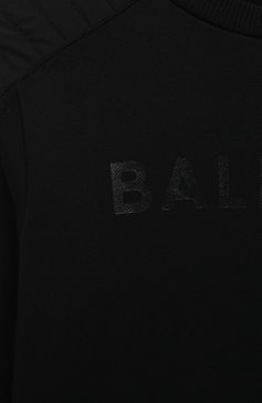 Детский хлопковый свитшот BALMAIN черного цвета, арт. BT4P50 | Фото 3 (Рукава: Длинные; Материал сплава: Проставлено; Материал внешний: Хлопок; Драгоценные камни: Проставлено; Мальчики Кросс-КТ: Свитшот-одежда)