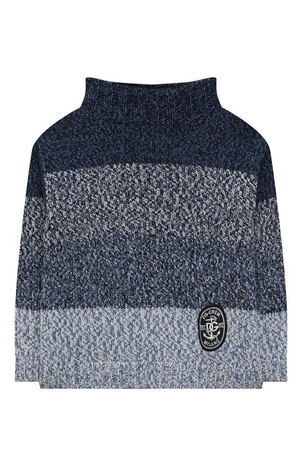 Детский шерстяной свитер DOLCE & GABBANA синего цвета, арт. L4KWC7/JBVQ8/2-6 | Фото 1 (Рукава: Длинные; Материал внешний: Шерсть; Мальчики Кросс-КТ: Свитер-одежда)
