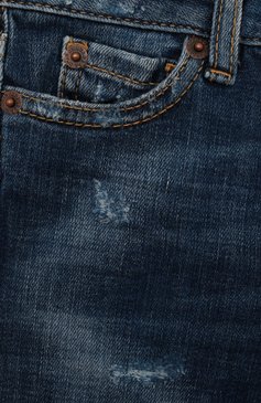 Детские джинсы DSQUARED2 синего цвета, арт. DQ01DX-D0071 | Фото 3 (Материал сплава: Проставлено; Нос: Не проставлено; Материал внешний: Хлопок; Детали: Потертости)