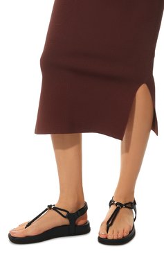 Женские комбинированные сандалии GIORGIO ARMANI темно-синего цвета, арт. X1Q058/XN267 | Фото 3 (Материал внешний: Текстиль; Подошва: Платформа; Материал внутренний: Натуральная кожа)